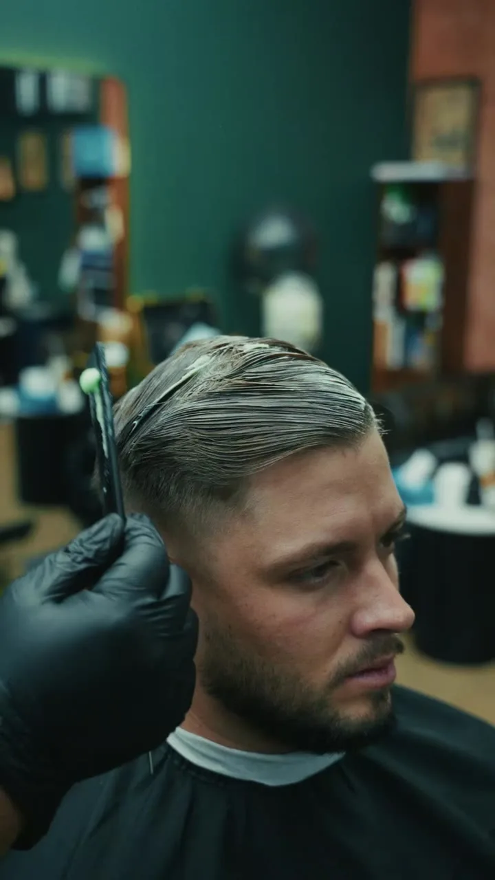 Skin fade haircut with beard trim at The Vintage Barbershop, Nad Al Sheba