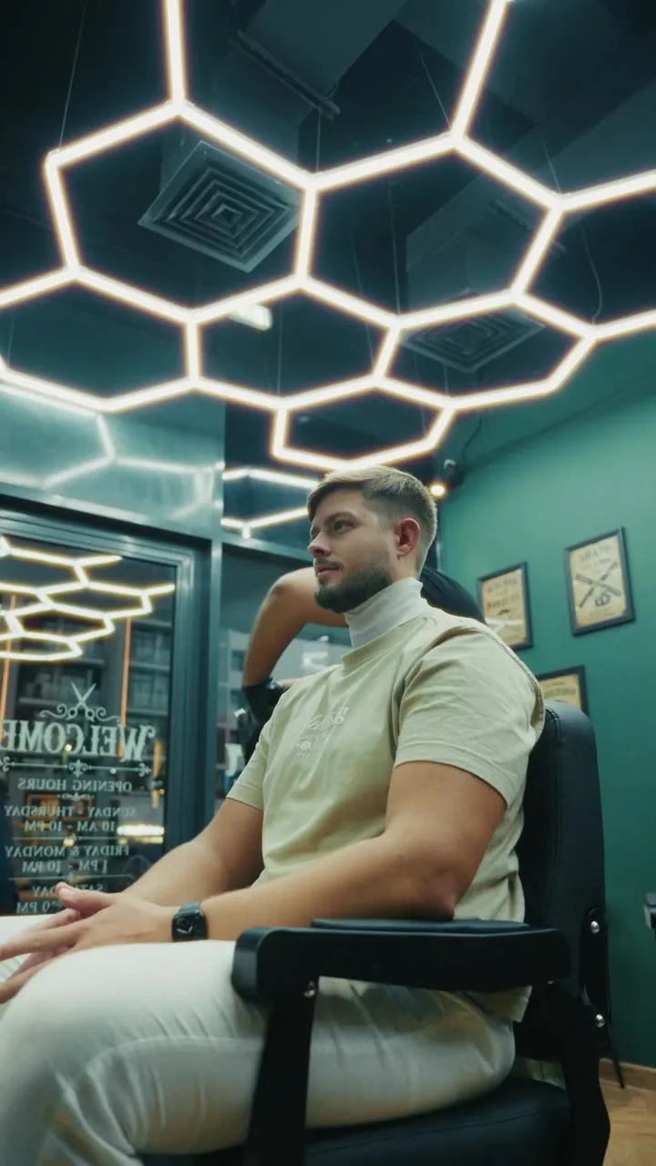 Protein hair treatment being applied at The Vintage Barbershop, Dubai